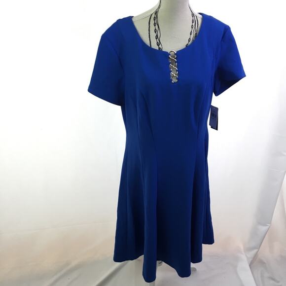 Alyx Fit and Flare Dress Cobalt Blue 8 - Picture 1 of 13